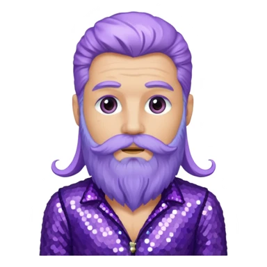Jupiter from Ancient Gods with lilac skin, long periwinkle hair and beard, purple sequin outfit sticker