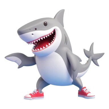 a shark wearing shoes sticker