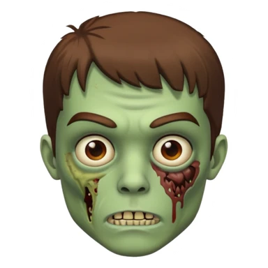 Male zombie emoji, brown bang sticker