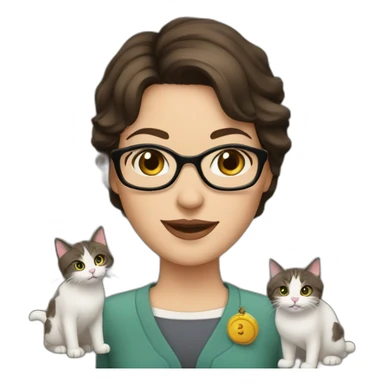 short-haired brunette librarian whit cats sticker