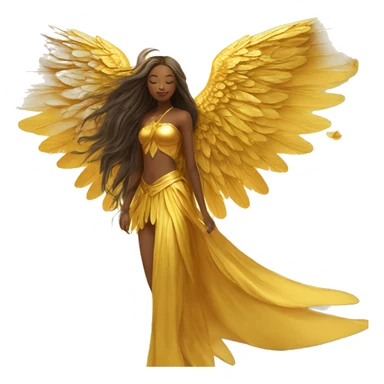 big wings, sun, gold, Beautiful, fairy, long hair sticker