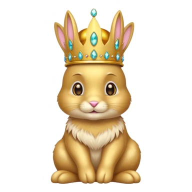 bunny King – proud golden bunny wearing a tall jeweled crown, sitting sticker