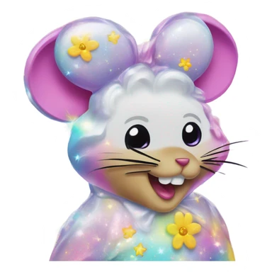 Lisa frank glitter mouse with daisy  sticker