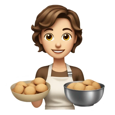 Beautiful Woman with short brown hair baking cookies sticker