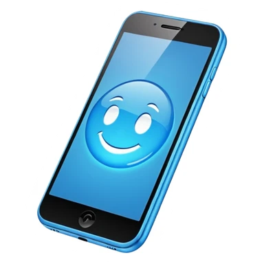 mobile phone emoji, modern smartphone, bright blue sticker