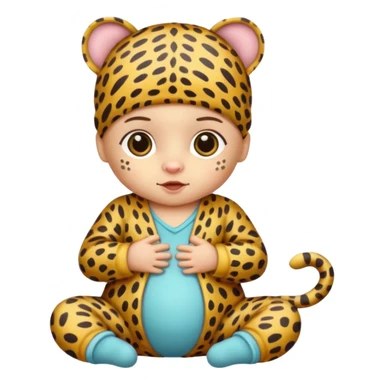 human baby with leopard patterned clothes sticker