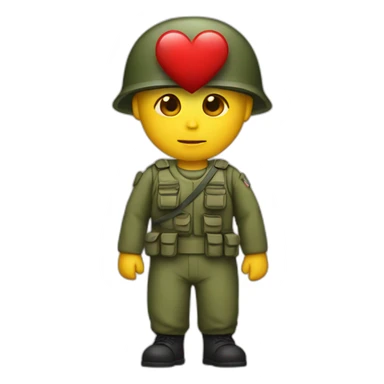 Solider holding a heart sticker