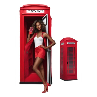 Photo of Victoria secret model posing next to a phone box sticker