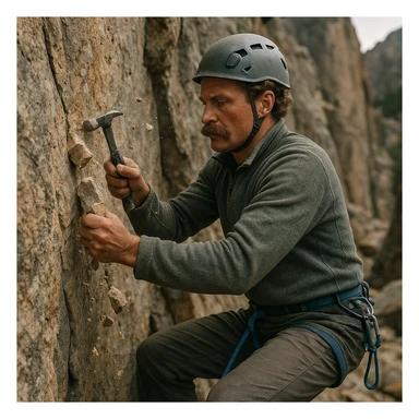 a man flakes off the rock face sticker