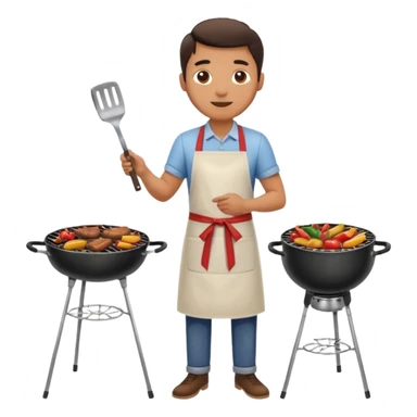 man cooking barbecue full-body sticker