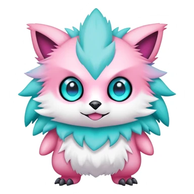 Cute cool edgy kawaii pink-white-turquoise-gradient Digimon-fakemon-creature sticker