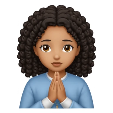 brown girl praying curls black hair and eyes sticker