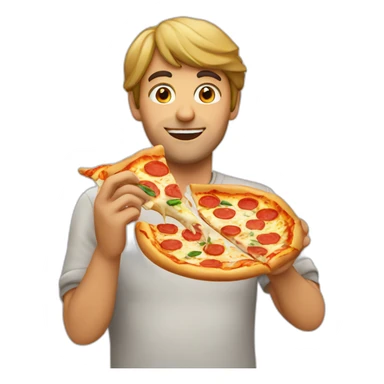 Italian guy eating a pizza sticker