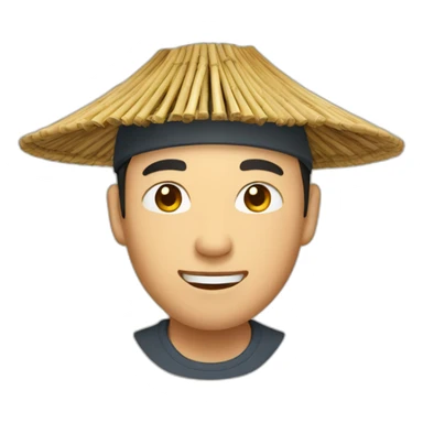 chinese man in bamboo hat sticker