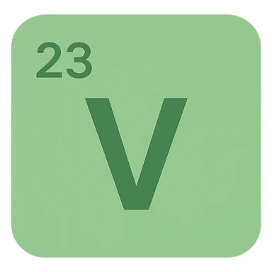 the letter V from the periodic table, green background, bold and simple design sticker
