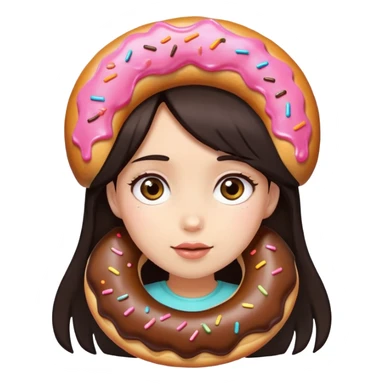 Dark hair donut girl sticker