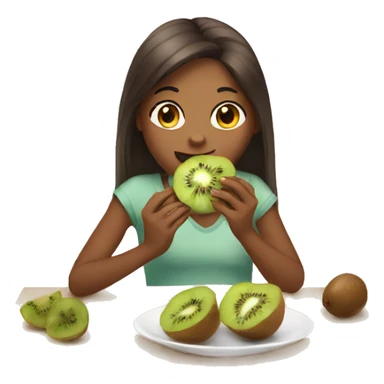 Girl eating kiwi sticker
