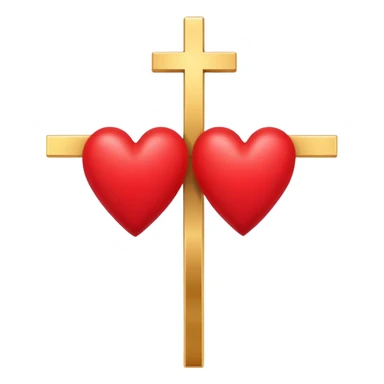 Two red hearts united by a gold cross  sticker