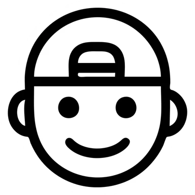 stylized face wearing a cap turned backwards, clean outline, modern icon aesthetic sticker