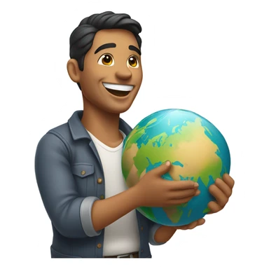 Happy Latino with the world in his hands sticker