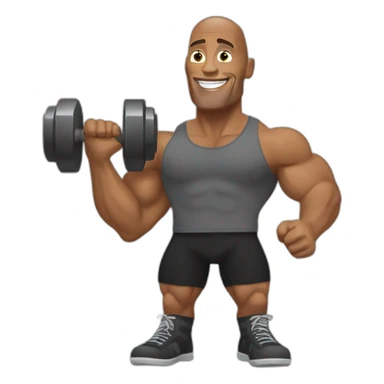 Dwayne Johnson with dumbell in his hands sticker