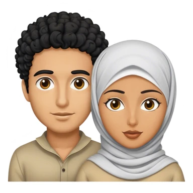 a tanned with black curly hair men and a tanned hijabi women  sticker