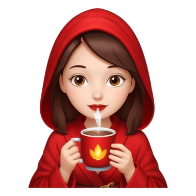 Beautiful girl wearing a red robe and drinking hot chocolate sticker