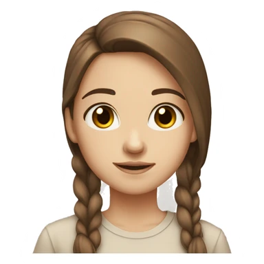 Girl white skin straight brown hair brown eyes cream shirt sticker