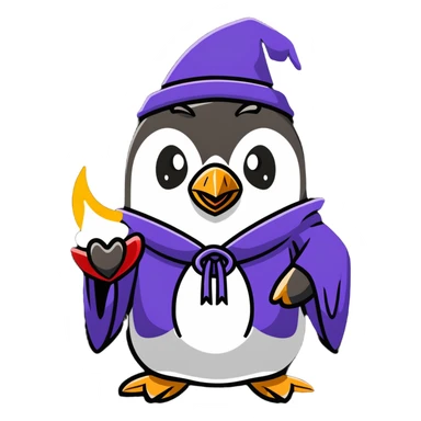penguin casting magic spells sticker