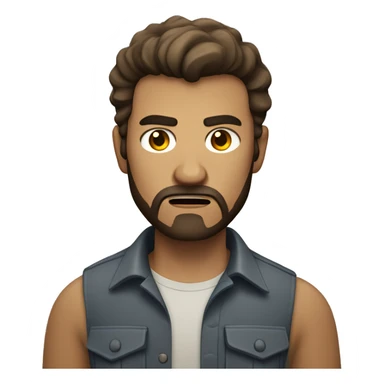 angry man with a beard and short scruffy medium brown hair wearing a buttoned shirt sticker