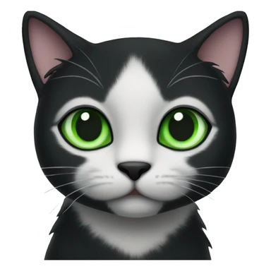 Black cat with green eyes cute sticker
