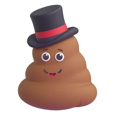 playful and expressive piece of poop with a top hat sticker