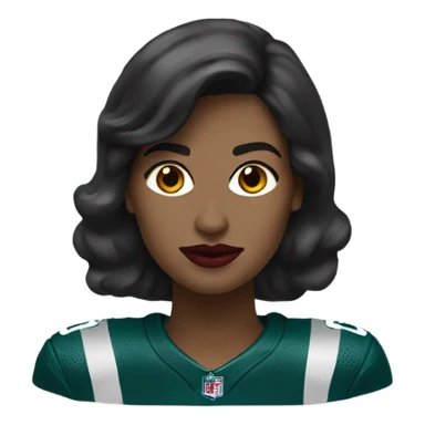 female dark hair red lips wearing Philadelphia Eagles jersey sticker