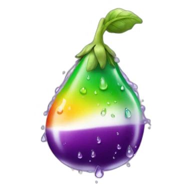eggplant water drops and lgbt flag sticker