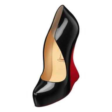 WEDGE heel LOUBOUTIN black leather PATENT sticker