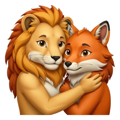 Lion and fox in love  sticker