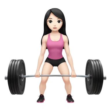 pale girl with long black hair performing a deadlift sticker