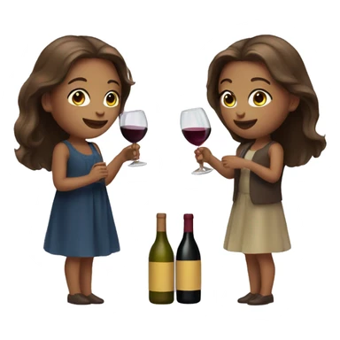 two girls with brown hair holding wine bottles sticker
