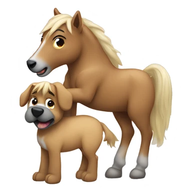 a dog who is hugging a pony sticker