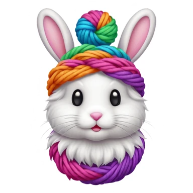 Bunny with yarn ball on head sticker