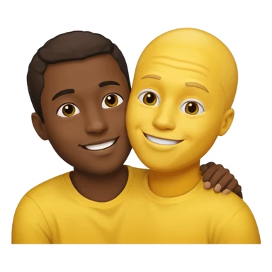 a black guy kissing a yellow guy sticker