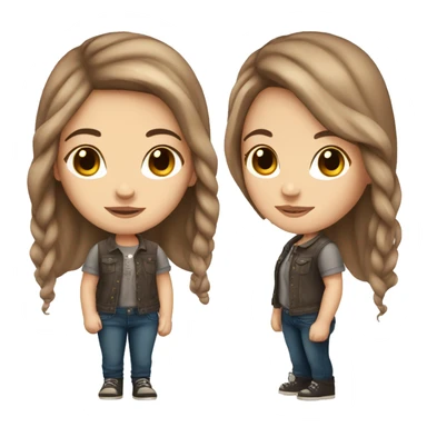 White girl with long brown hair, brown eyes, and tattoos sticker