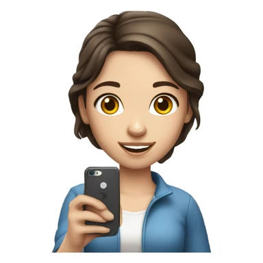 Brunette white girl taking picture with a phone sticker