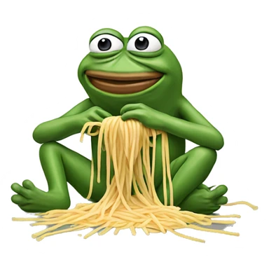 Pepe the frog with spaghetti falling out his pockets and crying  sticker