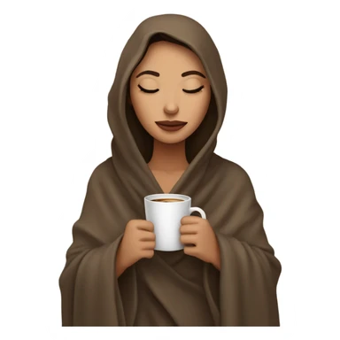 Brunette girl inside a blanket sipping coffee eyes closed sticker
