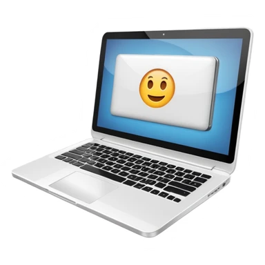 a white laptop on a black background. turn the laptop sticker