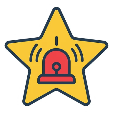 a star with an alarm on it, icon style sticker