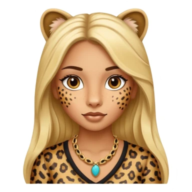 Leopard with a girl with long blond hair and with latina make up  sticker