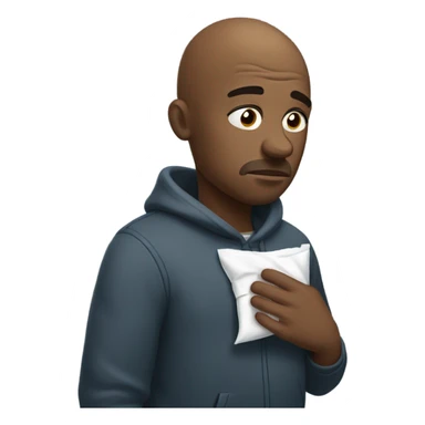 Bald black man sick with cold sticker