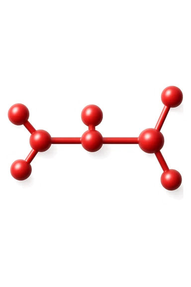 molecola chimica lunga rossa 3d sticker